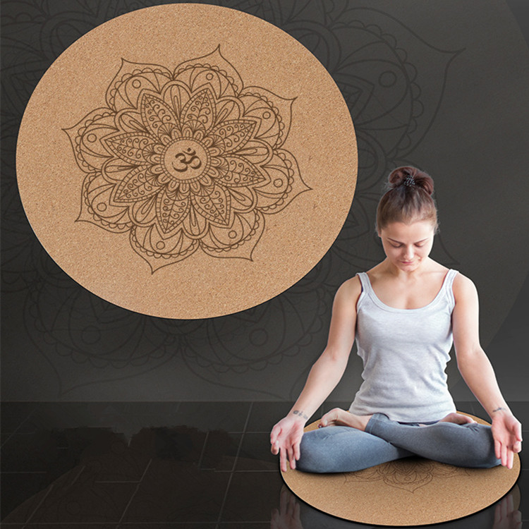 Small Round Yoga Cork Rubber Meditation Pad Mat
